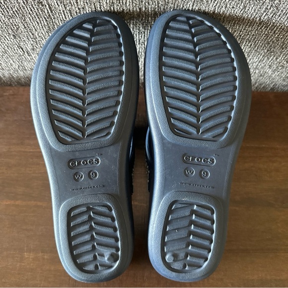 Crocs Sandals Womens 9 Monterey Wedge Slip On Flip Flop Navy 206851 Comfort - Picture 7 of 8